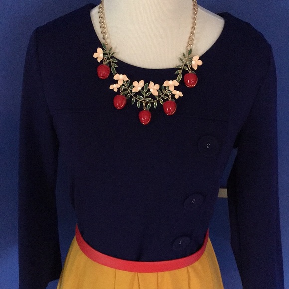 Modcloth Snow White 🍎 twofer dress indigo cobalt blue & goldenrod yellow - Picture 13 of 17
